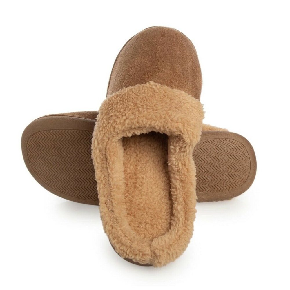 Gold Toe Women's Brown Faux Fur Sherpa Memory Foam Slippers Indoor Outdoor- M 8